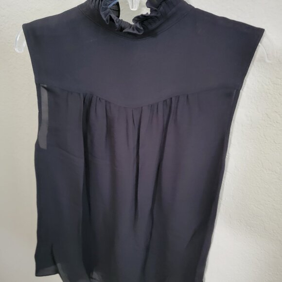 Kobi Halperin Black Silk Sleeveless Blouse with Ruffle.  Size L Large NWT - Picture 4 of 5